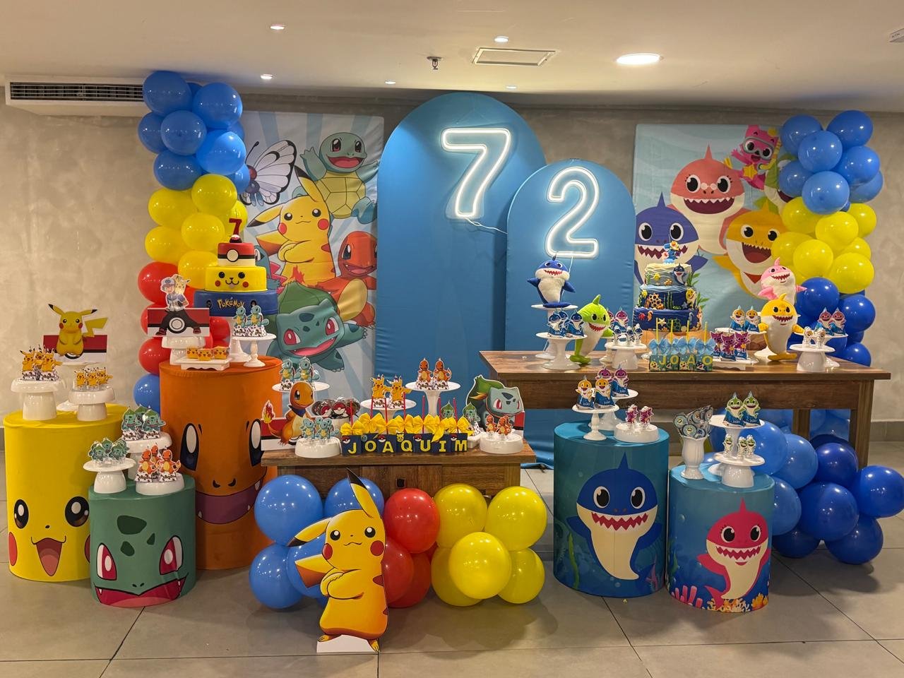 Festa dupla Pokémon e Baby Shark — salão de festas Go Games Rio